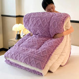 Custom Wholesale Simple Solid Color Hypoallergenic Tuff Velvet Thickened Winter Warm Soybean Fiber Filled king Bedroom Quilts Julia M LifeStyles