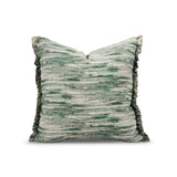 Square Luxury White Green Broken Stripe Frayed Jacquard Home Decoration Pillowcase