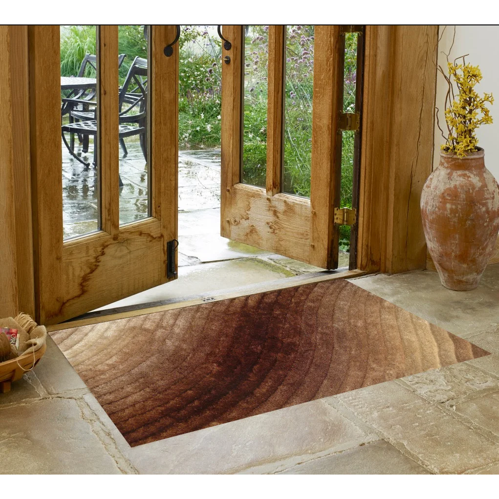 Taupe Brown Abstract Jacquard Shag Area Rug - 2' x 3'