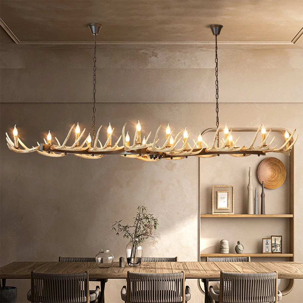 The Extended Lodge Linear 16-Light Resin Antler Chandelier