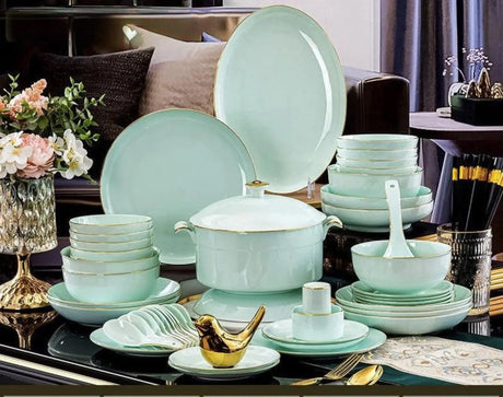 Nordic Gold Rim Best Ceramic Dishes Plates Bowl Kitchen Porcelain Ceramic Tableware Sets Bone China Plates for Dinner Julia M LifeStyles