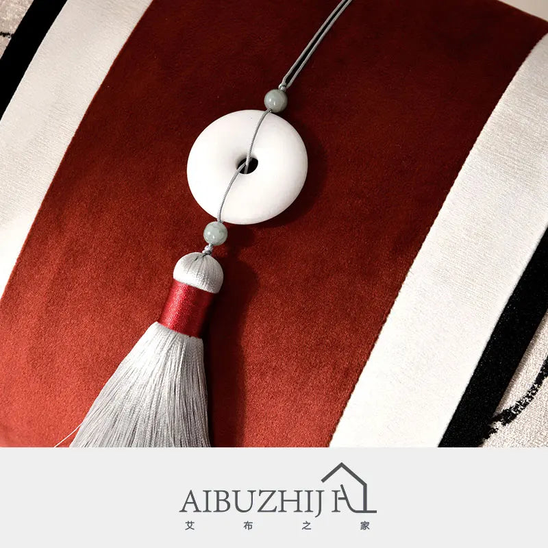 AIBUZHIJIA Luxury Safety Buckle Decoration Tassel Pendant Sofa Cushion Cover Decorative Pillow Case for Home Decor
