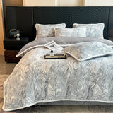 4kg Simple Style Three-dimensional Carved Milk Velvet Polyester-Filled Four-Piece Set for Fall Season Julia M LifeStyles