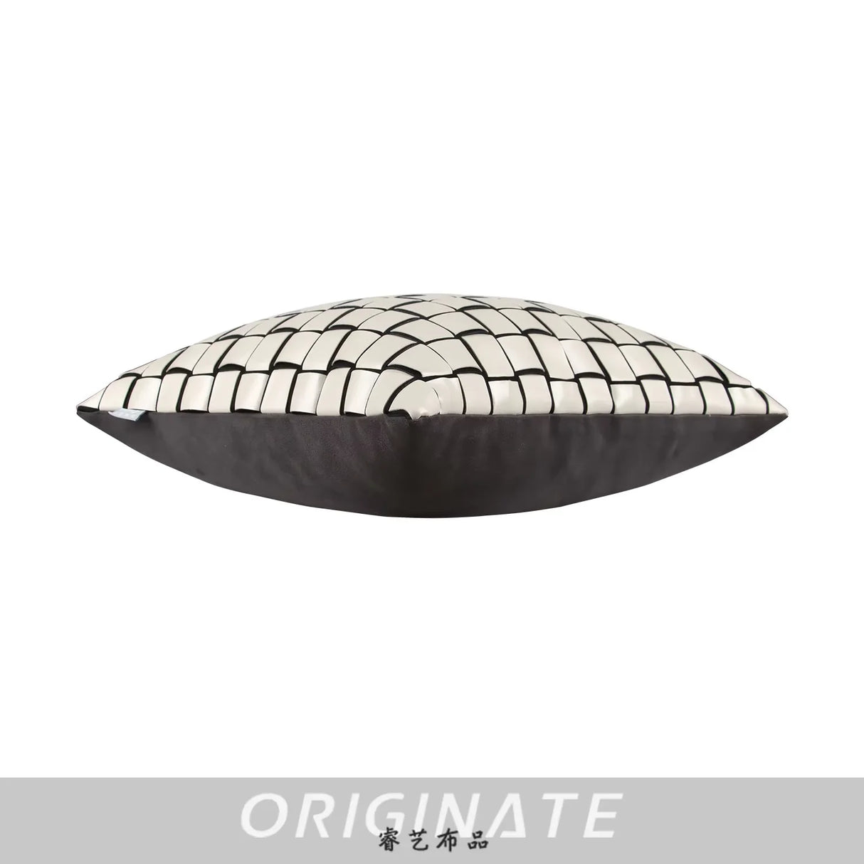 Leather White Simple Geometric Pattern Pillowcase Hand Woven square Check Home Cushion Cover