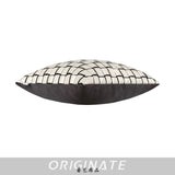 Leather White Simple Geometric Pattern Pillowcase Hand Woven square Check Home Cushion Cover