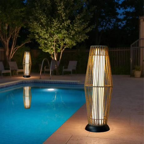 Set of 2 Large Solar Free Standing Lamp Garden Lanterns for Outdoor Patio Backyard and Home Decoration