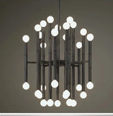 Modern Style Bamboo-shaped Chandelier Golden Chrome Pendant Lamp Living Room Dining Room American Household Lamps