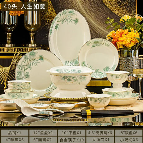 Floral Luxury Round Dinner Set – High Quality Porcelain for Elegant Dining