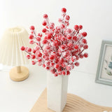 Twelve Frost Red Artificial Plants Greenery New Year Holly Branches Snowflake Christmas Decorations Home Decor Frost Red Fruit