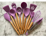 Silicone Kitchen Utensil Set - 11 Pieces with Storage Bucket