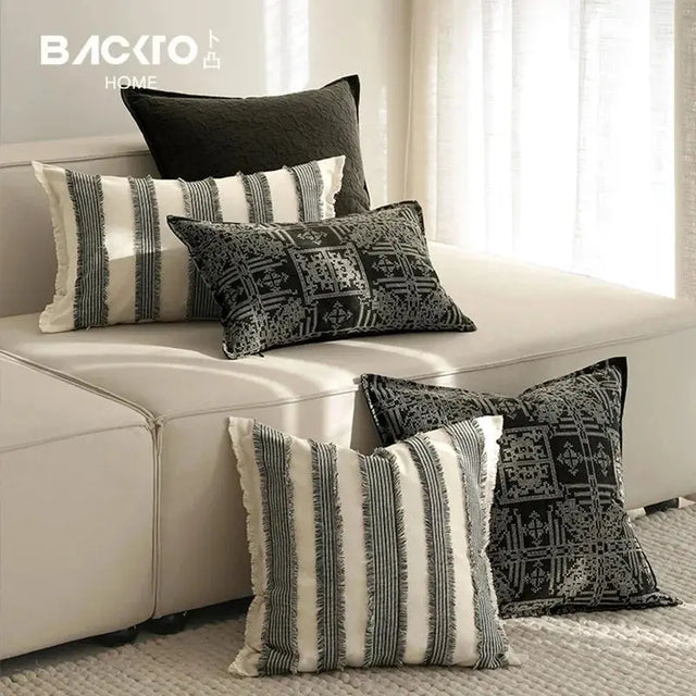 Striped Linen Cotton Jacquard Sofa Pillow Cushion Cover  Modern Luxury Throw Pillow case Living Room Decor Hotel Supplies Julia M LifeStyles