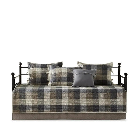 Reversible Plaid Daybed Cover Set - 8 Pieces, Solid Cotton, Multiple Sizes