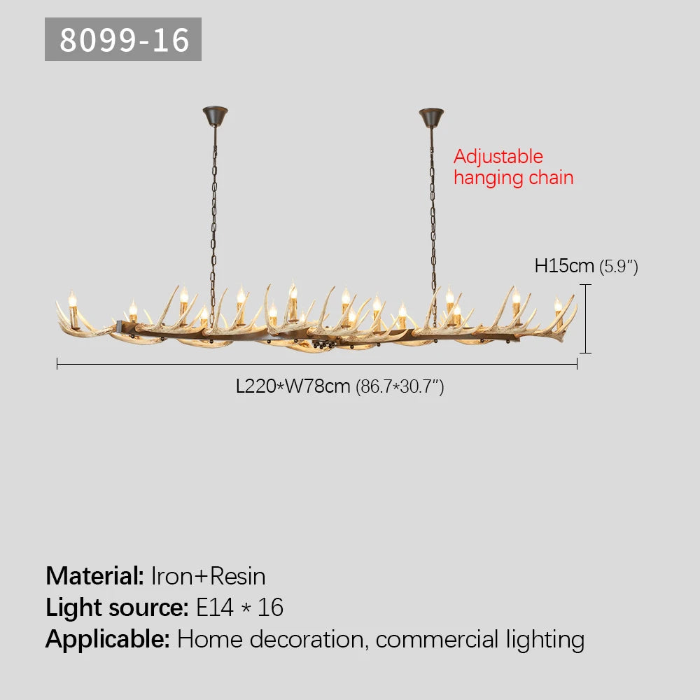 The Extended Lodge Linear 16-Light Resin Antler Chandelier