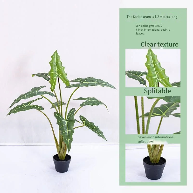 UV Resistant Faux Taro Leaf Tree in Plastic Pot Custom Size Home Garden Decor Artificial Potted Plant for Weddings