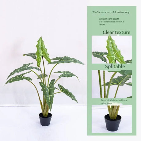 UV Resistant Faux Taro Leaf Tree in Plastic Pot Custom Size Home Garden Decor Artificial Potted Plant for Weddings