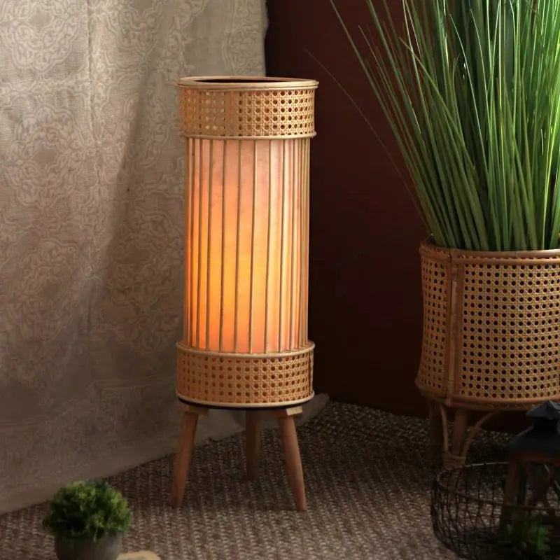 "Japanese Bamboo Vine Weave Floor Lamp & Candle Holder" - Julia M LifeStyles