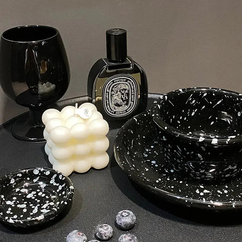 Japanese Style Retro Black White Spotted Ceramic Tableware Set - Julia M LifeStyles
