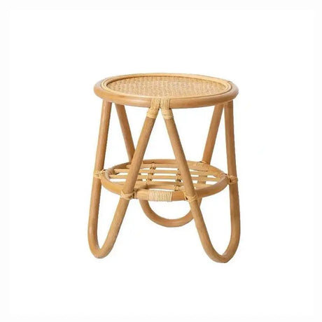 Japanese-Style Ins Rattan Glass Grid Red Small Coffee Table Minimalist Modern Creative Side Table Sofa Side Cabinet Double-Layer Small Table - Julia M LifeStyles