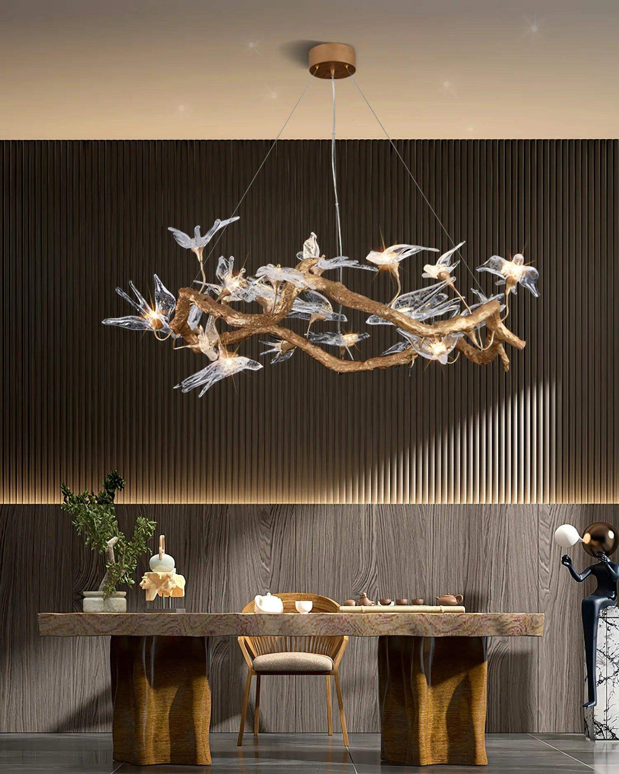 Artpad Designer Glass Aviary Lumière Branch Chandelier handcrafted crystal luxury lighting