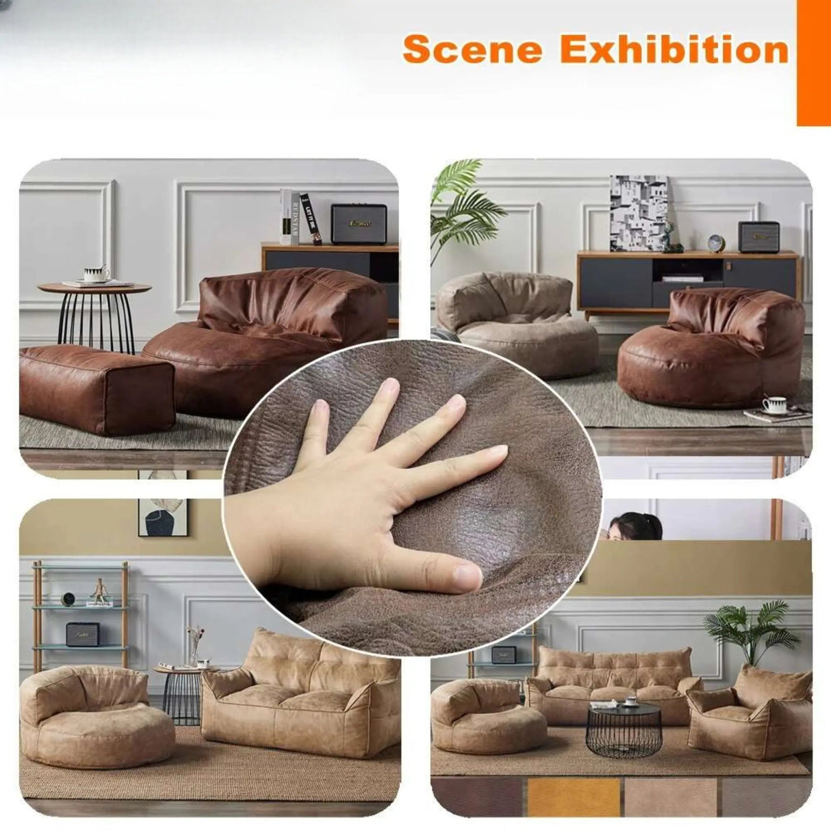 Leather Lazy Bean Bag Chair Cover - Julia M LifeStyles