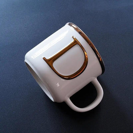 Scandinavian Gold Ceramic Mug with 3D Letters - Julia M LifeStyles