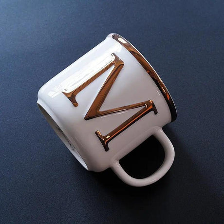 Scandinavian Gold Ceramic Mug with 3D Letters - Julia M LifeStyles