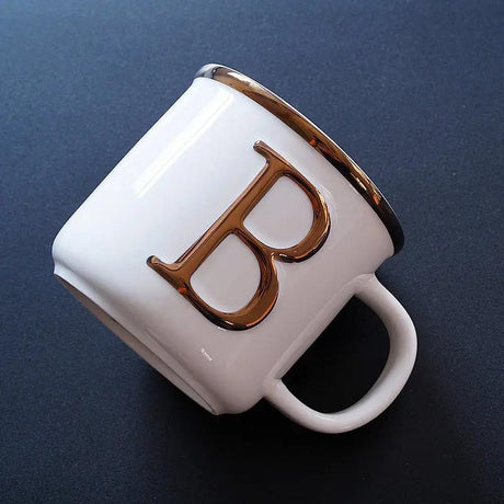 Scandinavian Gold Ceramic Mug with 3D Letters - Julia M LifeStyles