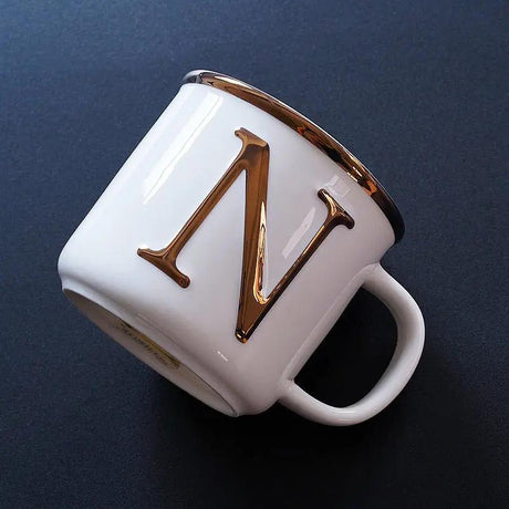 Scandinavian Gold Ceramic Mug with 3D Letters - Julia M LifeStyles