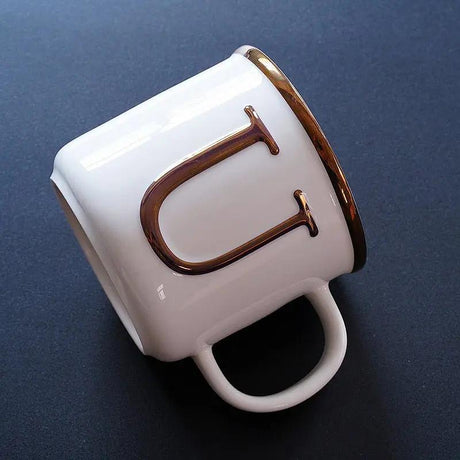 Scandinavian Gold Ceramic Mug with 3D Letters - Julia M LifeStyles