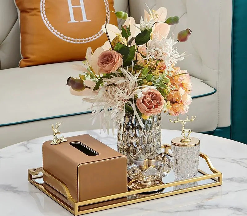 Living Room Good-looking Paper Extraction Box Ornamental Flower Candy Plate Suit Modern Entry Lux Style Dining Table Tissue Storage Box - Julia M LifeStyles