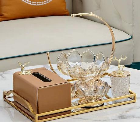 Living Room Good-looking Paper Extraction Box Ornamental Flower Candy Plate Suit Modern Entry Lux Style Dining Table Tissue Storage Box - Julia M LifeStyles