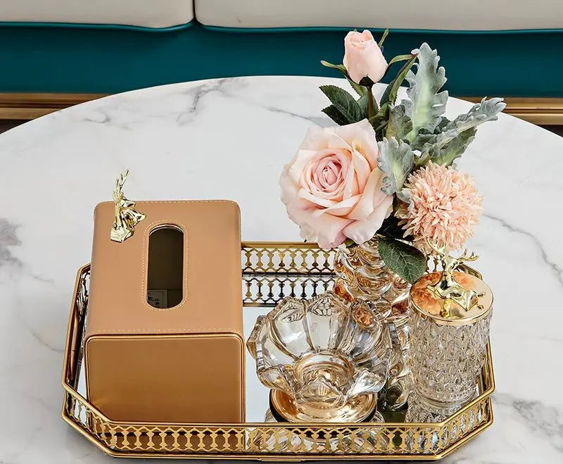 Living Room Good-looking Paper Extraction Box Ornamental Flower Candy Plate Suit Modern Entry Lux Style Dining Table Tissue Storage Box - Julia M LifeStyles