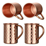 Luxurious 100% Pure Copper Moscow Mule Mug Set of 4 - Julia M LifeStyles