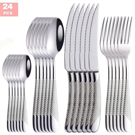 Luxurious Gold Inlay Stainless Steel Dinnerware Set 🍽️ - Julia M LifeStyles