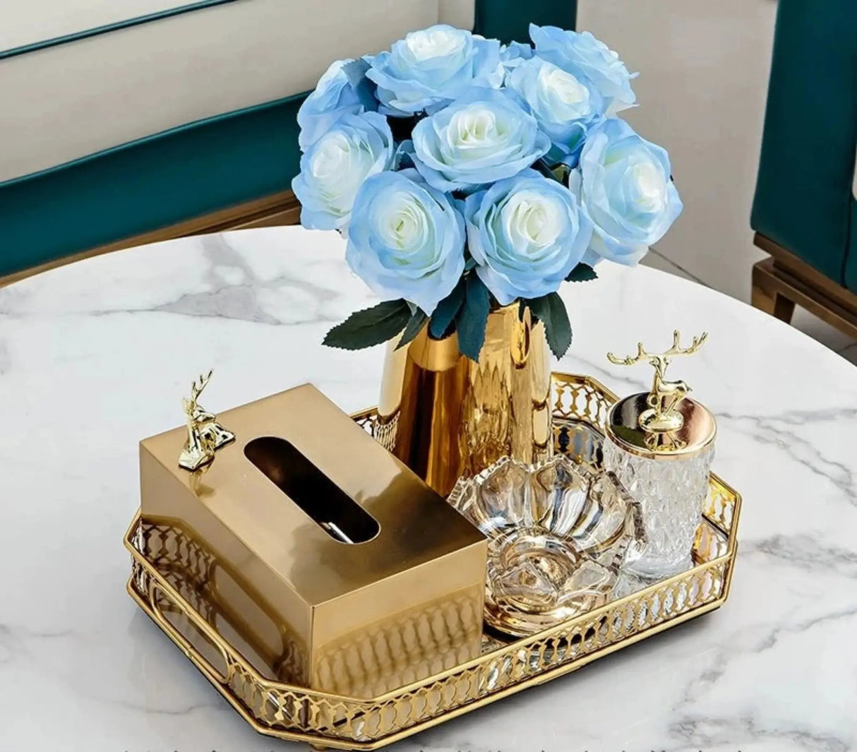 Luxurious Golden Alloy Tissue Box for Modern Living Spaces - Julia M LifeStyles