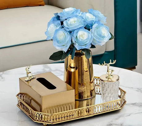 Luxurious Golden Alloy Tissue Box for Modern Living Spaces - Julia M LifeStyles