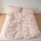 100%Washed Cotton Duvet Cover Set Comfy Simple Stripe Textured Soft Twin Double Queen Bedding set Flat/Fitted Sheet Pillowcases - Julia M LifeStyles