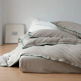 100%Washed Cotton Duvet Cover Set Comfy Simple Stripe Textured Soft Twin Double Queen Bedding set Flat/Fitted Sheet Pillowcases - Julia M LifeStyles