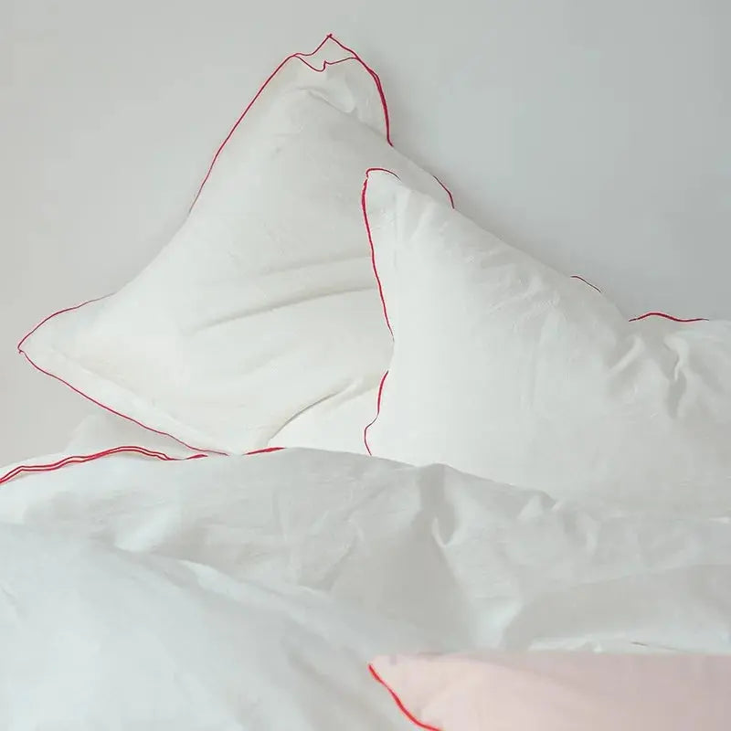 100%Washed Cotton Duvet Cover Set Comfy Simple Stripe Textured Soft Twin Double Queen Bedding set Flat/Fitted Sheet Pillowcases - Julia M LifeStyles