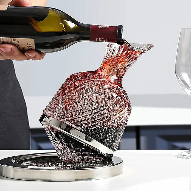 Luxury Rotating Crystal Wine Decanter & Tumbler Set - 1500ml - Julia M LifeStyles