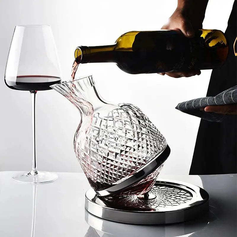 Luxury Rotating Crystal Wine Decanter & Tumbler Set - 1500ml - Julia M LifeStyles