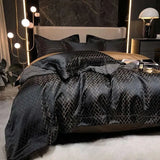 Luxury Black Gold Egyptian Cotton Jacquard Bedding Set - Ultimate Comfort & Style - Julia M LifeStyles