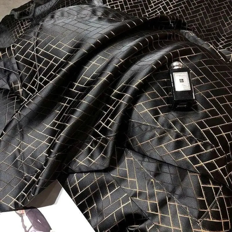 Luxury Black Gold Egyptian Cotton Jacquard Bedding Set - Ultimate Comfort & Style - Julia M LifeStyles