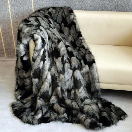 Luxury Faux Fur Blanket high-end Bed linen long hair blankets bed plaid on the sofa cover bedroom decoration blankets and throws Luxury Faux Fur Blanket high-end Bed linen long hair blankets bed plaid on the sofa cover bedroom decoration blankets and throws 1005005450039363-black-1pcs 240x70cm-CHINA 116