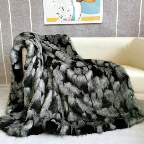 Luxury Faux Fur Blanket high-end Bed linen long hair blankets bed plaid on the sofa cover bedroom decoration blankets and throws Luxury Faux Fur Blanket high-end Bed linen long hair blankets bed plaid on the sofa cover bedroom decoration blankets and throws 1005005450039363-black-1pcs 240x70cm-CHINA 116