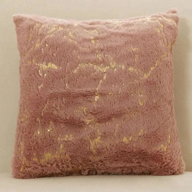 Luxury Golden Plush Fur Cushion Cover - Julia M LifeStyles