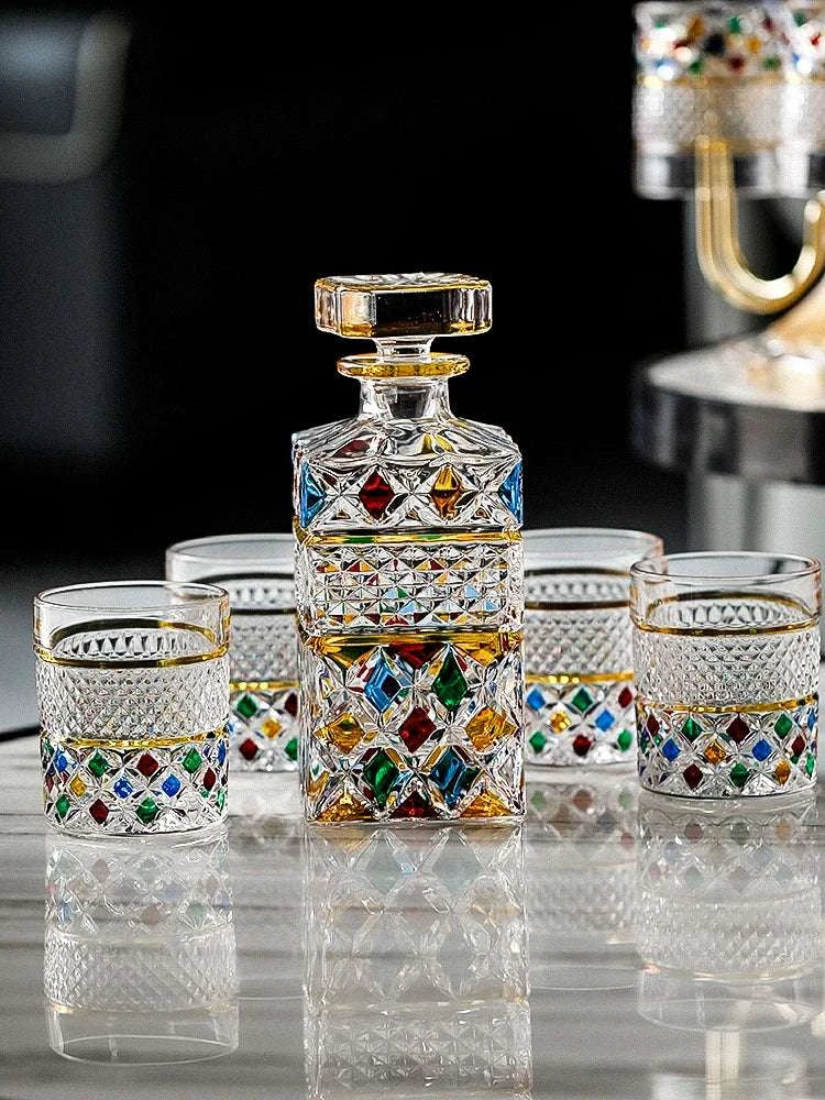 Hand-Painted European Luxury Wine Bottle & Glass Set - Julia M LifeStyles