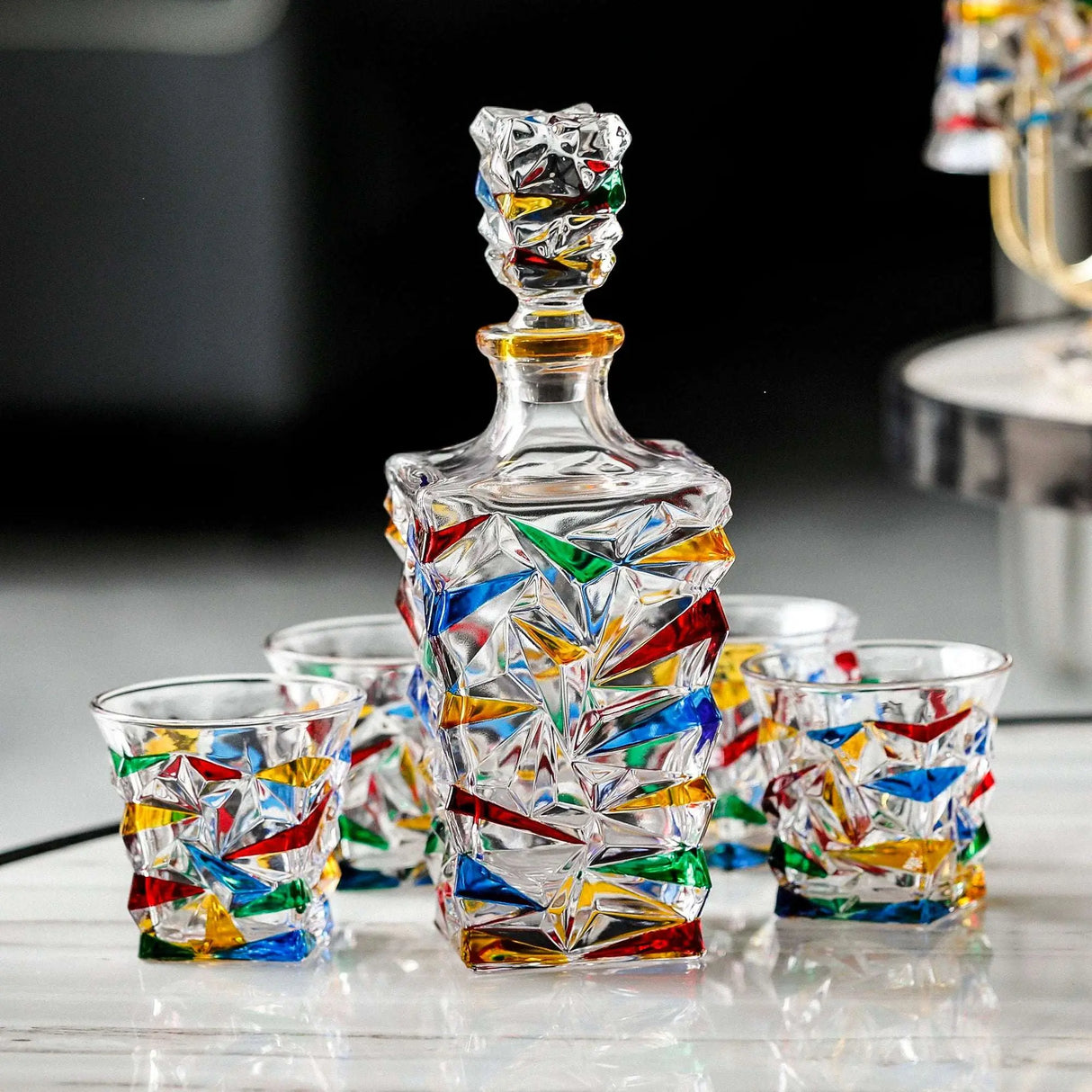 Hand-Painted European Luxury Wine Bottle & Glass Set - Julia M LifeStyles