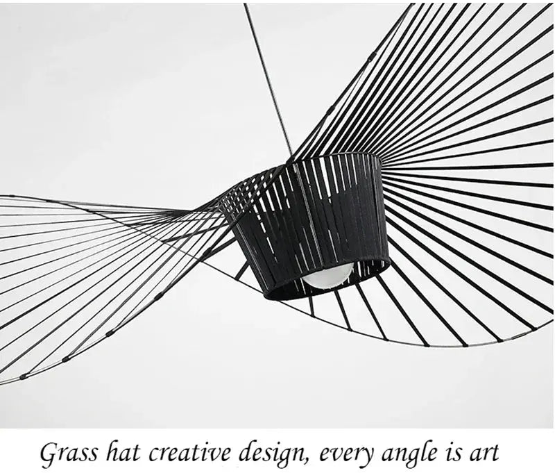 Modern French Designer Straw Hat Chandelier with LED Lighting - Julia M LifeStyles