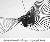 Modern French Designer Straw Hat Chandelier with LED Lighting - Julia M LifeStyles